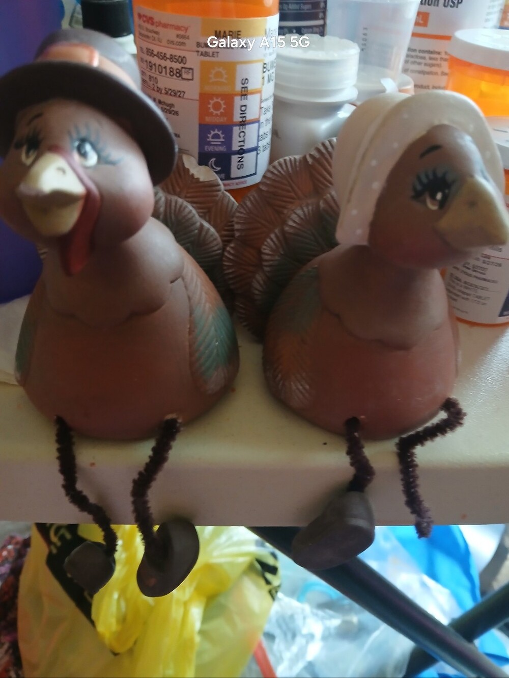 Decorative Ceramic Turkey Bird Pair - Brown
